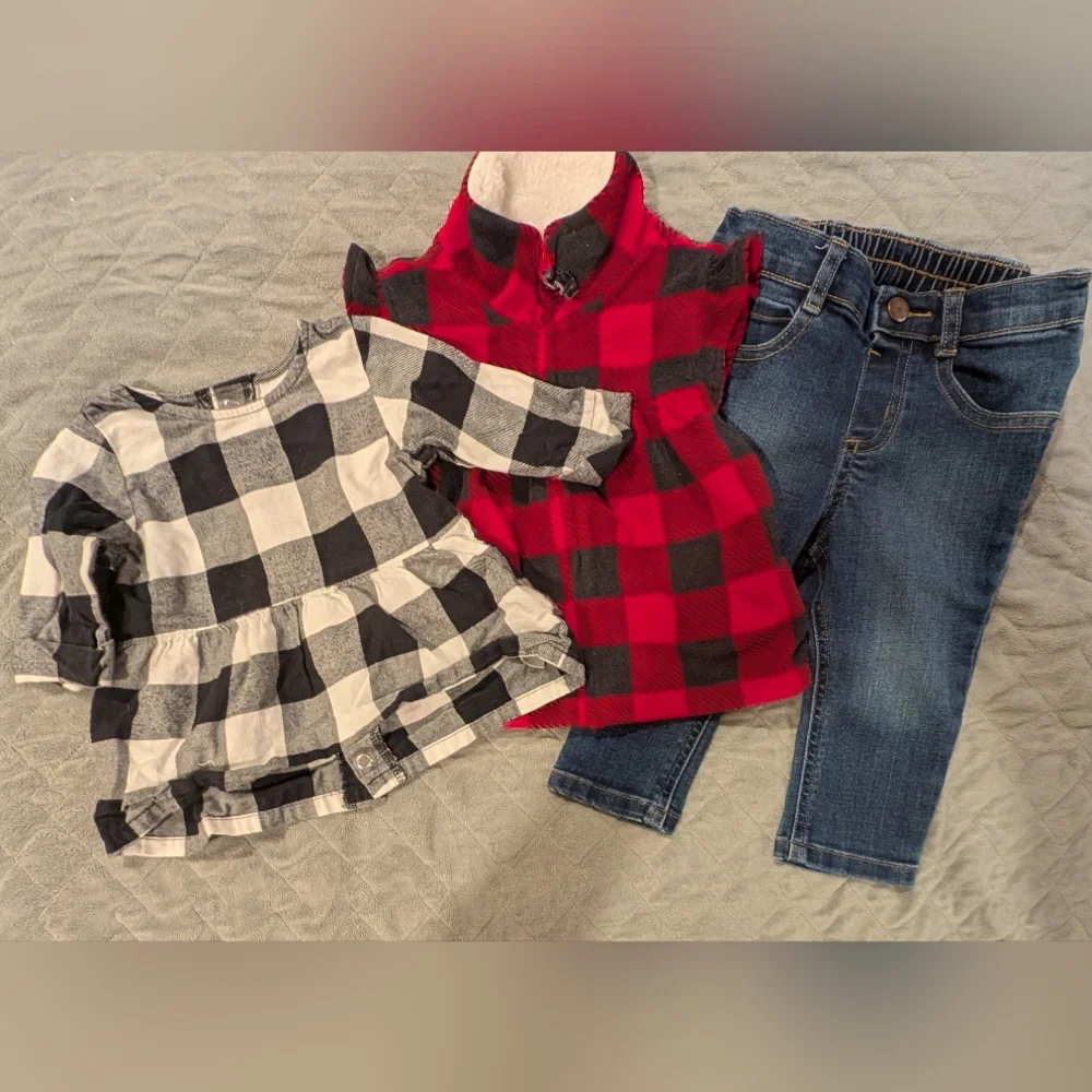 12M Plaid Kids Shirt and Vest Set